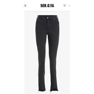 Ser.O.Ya Maya High Rise Skinny Jeans Black Size 25 Raw Hem Stretchy